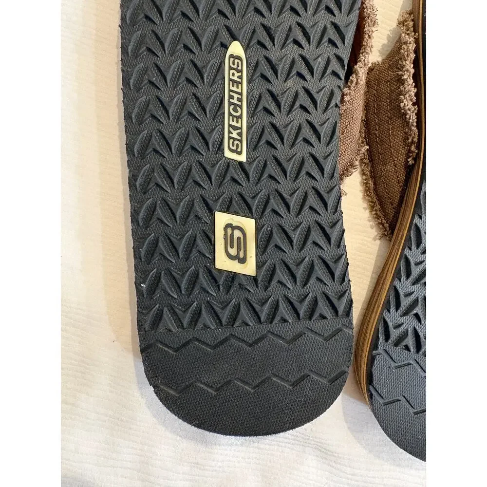 Sketchers Mens 10 Foam Flip Flop Sandals Brown Toe Post Thong Slip-On Comfort
